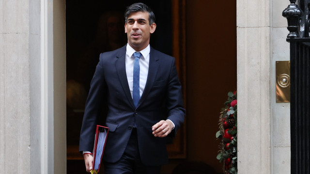 British Prime Minister Rishi Sunak departs 10 Downing Street for Prime Ministers Question`s in London, Britain, 13 December 2023